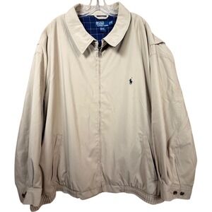 Polo Ralph Lauren 5XB Khaki Harrington Full Zip Jacket Cotton Lined Big & Tall